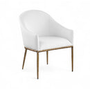  Color_White -- Ferro White Linen Textured Performance Fabric Upholstered Dining Arm Chair IMAGE 1