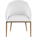 Color_White -- Ferro White Linen Textured Performance Fabric Upholstered Dining Arm Chair IMAGE 2