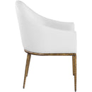  Color_White -- Ferro White Linen Textured Performance Fabric Upholstered Dining Arm Chair IMAGE 4