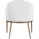  Color_White -- Ferro White Linen Textured Performance Fabric Upholstered Dining Arm Chair IMAGE 5