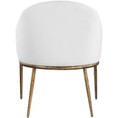  Meridian Ferro White Linen Textured Performance Fabric Upholstered Dining Arm Chair IMAGE 5