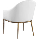  Meridian Ferro White Linen Textured Performance Fabric Upholstered Dining Arm Chair IMAGE 6