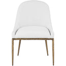  Meridian Ferro White Linen Textured Performance Fabric Upholstered Dining Side Chair IMAGE 2
