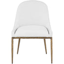  Color_White -- Ferro White Linen Textured Performance Fabric Upholstered Dining Side Chair IMAGE 3