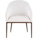  Color_Cream -- Ferro Cream Linen Textured Performance Fabric Upholstered Dining Arm Chair IMAGE 3