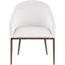  Meridian Ferro Cream Linen Textured Performance Fabric Upholstered Dining Arm Chair IMAGE 3