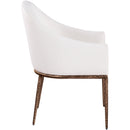  Color_Cream -- Ferro Cream Linen Textured Performance Fabric Upholstered Dining Arm Chair IMAGE 4
