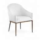  Color_White -- Ferro White Linen Textured Performance Fabric Upholstered Dining Arm Chair IMAGE 1