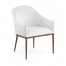  Meridian Ferro White Linen Textured Performance Fabric Upholstered Dining Arm Chair IMAGE 1