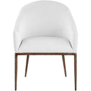  Color_White -- Ferro White Linen Textured Performance Fabric Upholstered Dining Arm Chair IMAGE 3