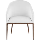  Meridian Ferro White Linen Textured Performance Fabric Upholstered Dining Arm Chair IMAGE 3