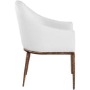  Color_White -- Ferro White Linen Textured Performance Fabric Upholstered Dining Arm Chair IMAGE 4