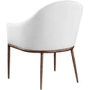  Meridian Ferro White Linen Textured Performance Fabric Upholstered Dining Arm Chair IMAGE 6