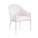  Meridian Ferro Cream Linen Textured Performance Fabric Upholstered Dining Arm Chair IMAGE 1
