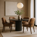  Color_Brown -- Navo Brown Vegan Leather Upholstered Dining Chair IMAGE 2