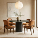  Color_Cognac -- Navo Cognac Vegan Leather Upholstered Dining Chair IMAGE 2