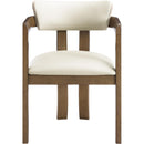  Meridian Lavrin Cream Vegan Leather Upholstered Dining Arm Chair IMAGE 3