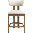  Meridian Lavrin Cream Vegan Leather Upholstered Counter Stool IMAGE 2