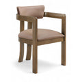 Color_Tan -- Lavrin Tan Vegan Leather Upholstered Dining Arm Chair IMAGE 1