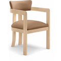  Color_Cognac -- Lavrin Cognac Vegan Leather Upholstered Dining Arm Chair IMAGE 1