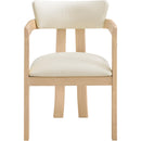  Color_Cream -- Lavrin Cream Vegan Leather Upholstered Dining Arm Chair IMAGE 2