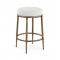  Color_Cream -- Ferro Cream Linen Textured Performance Fabric Upholstered Counter Stool IMAGE 1