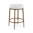  Color_Cream -- Ferro Cream Linen Textured Performance Fabric Upholstered Counter Stool IMAGE 1