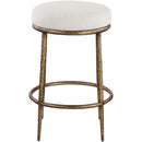  Color_Cream -- Ferro Cream Linen Textured Performance Fabric Upholstered Counter Stool IMAGE 3