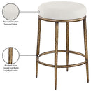  Color_Cream -- Ferro Cream Linen Textured Performance Fabric Upholstered Counter Stool IMAGE 5