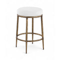  Color_White -- Ferro White Linen Textured Performance Fabric Upholstered Counter Stool IMAGE 1
