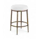  Color_White -- Ferro White Linen Textured Performance Fabric Upholstered Counter Stool IMAGE 1
