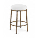  Meridian Ferro White Linen Textured Performance Fabric Upholstered Counter Stool IMAGE 1