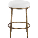  Color_White -- Ferro White Linen Textured Performance Fabric Upholstered Counter Stool IMAGE 2
