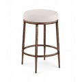  Meridian Ferro Beige Linen Textured Performance Fabric Upholstered Counter Stool IMAGE 1