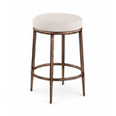  Meridian Ferro Beige Linen Textured Performance Fabric Upholstered Counter Stool IMAGE 1
