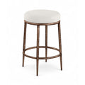  Color_Cream -- Ferro Cream Linen Textured Performance Fabric Upholstered Counter Stool IMAGE 1