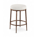  Color_Cream -- Ferro Cream Linen Textured Performance Fabric Upholstered Counter Stool IMAGE 1