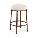  Meridian Ferro Cream Linen Textured Performance Fabric Upholstered Counter Stool IMAGE 1