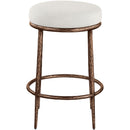 Meridian Ferro Cream Linen Textured Performance Fabric Upholstered Counter Stool IMAGE 3
