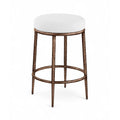  Color_White -- Ferro White Linen Textured Performance Fabric Upholstered Counter Stool IMAGE 1