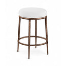  Color_White -- Ferro White Linen Textured Performance Fabric Upholstered Counter Stool IMAGE 1