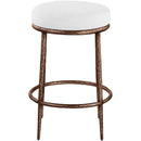  Color_White -- Ferro White Linen Textured Performance Fabric Upholstered Counter Stool IMAGE 3