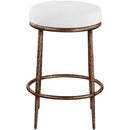  Meridian Ferro White Linen Textured Performance Fabric Upholstered Counter Stool IMAGE 3