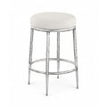  Color_Cream -- Ferro Cream Linen Textured Performance Fabric Upholstered Counter Stool IMAGE 1