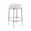  Color_Cream -- Ferro Cream Linen Textured Performance Fabric Upholstered Counter Stool IMAGE 1