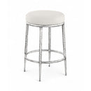  Meridian Ferro Cream Linen Textured Performance Fabric Upholstered Counter Stool IMAGE 1