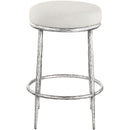  Color_Cream -- Ferro Cream Linen Textured Performance Fabric Upholstered Counter Stool IMAGE 2
