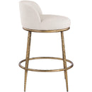 Meridian Ferro Beige Linen Textured Performance Fabric Upholstered Counter Stool IMAGE 4