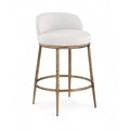  Color_Cream -- Ferro Cream Linen Textured Performance Fabric Upholstered Counter Stool IMAGE 1