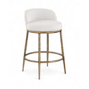  Color_Cream -- Ferro Cream Linen Textured Performance Fabric Upholstered Counter Stool IMAGE 1